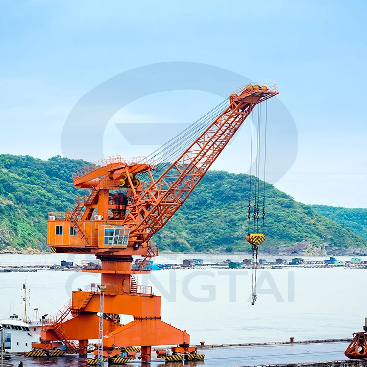 offshore harbour dock pedestal crane 100 ton 80 ton single jib portal crane port cranes
