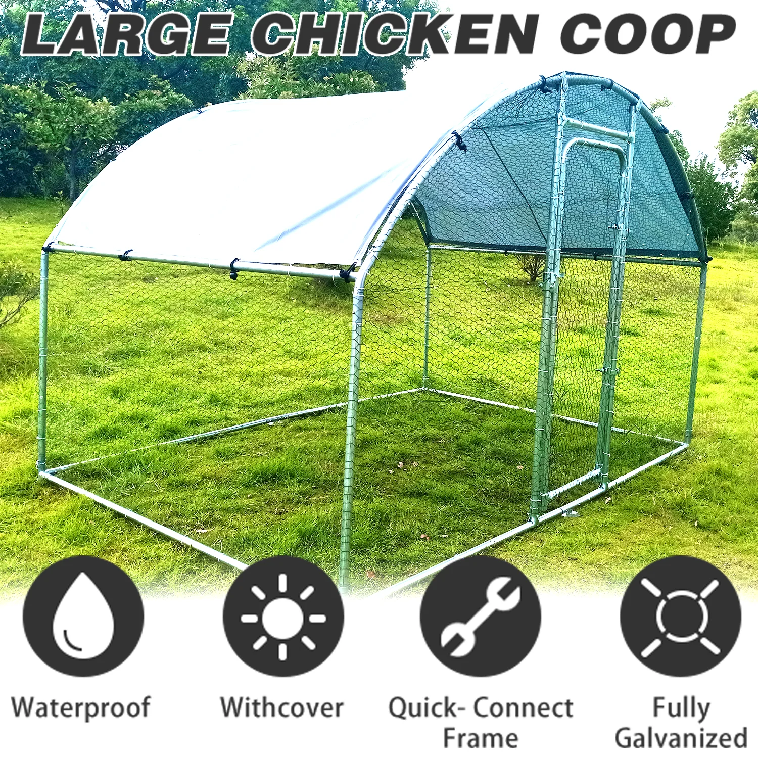 Metal  Chicken Coop Walk-in Multifunctional Poultry Outdoor Chicken Coop Suitable For Dogs  Ducks Hen House