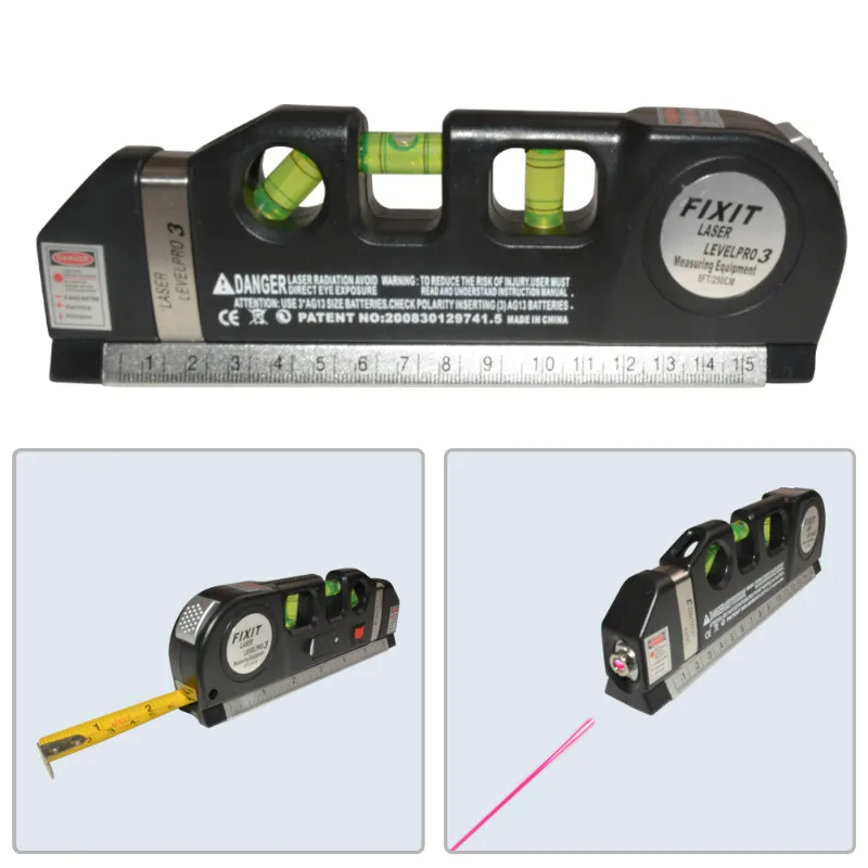 Accurate Laser Level Horizon Vertical Measure Tape 8 FT Aligner Accurate Measurement