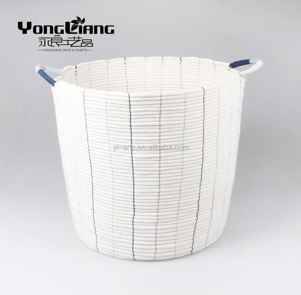 Home Large Woven Colored Cotton Rope Storage Macrame Basket Weaving Nordic