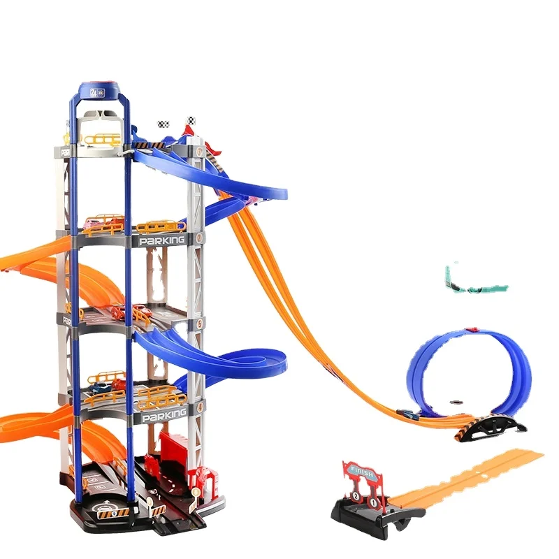 Electric Sound And Light Five Layer Double Track Parking Lot Racetrack High Speed Inertial Car Track