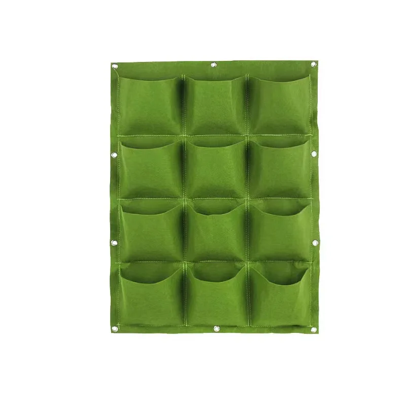 Green Field 8 Pockets Vertical Wall Mount Garden Plant Grow Container Bags Living Eco-friendly Felt Wall Hanging Planter
