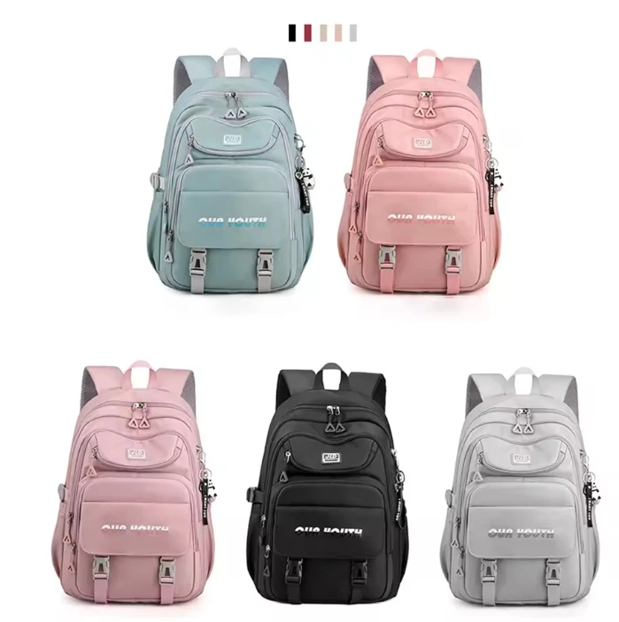 Custom Logo Pink Oxford Waterproof Laptop Backpack Smart School Bags for Girl Teenagers Travel Book Bag