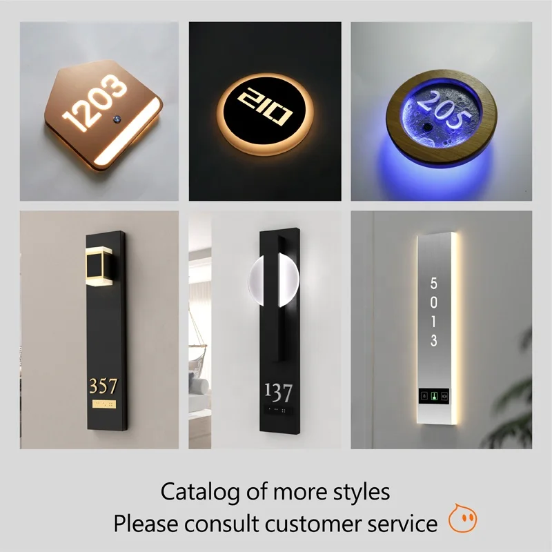 EZD Customized Hotel door number Plates Led hotel room Signs Acrylic door sign hotel number Led Light apartment number