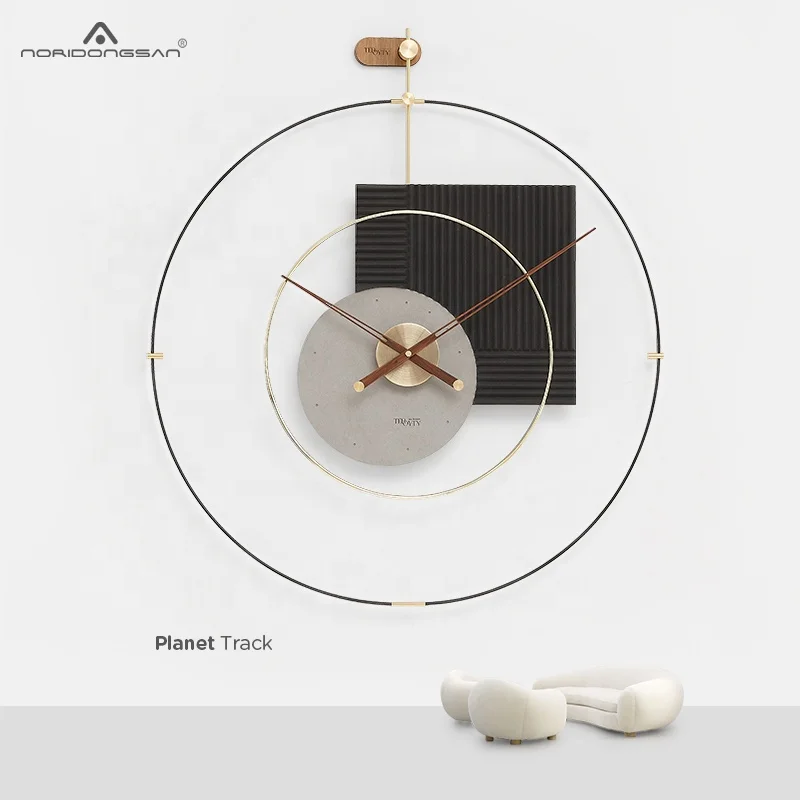 Noridongsan DIY Design Metal Art Decor Wall Clock Modern Wooden Dial Metal Watch Clock Minimalist 3D Art Luxury Simple Clocks