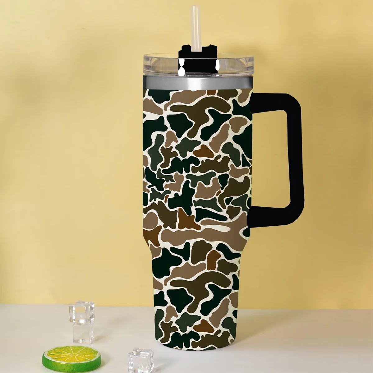 New Stainless Steel 40 OZ Cup Funny Retro Camo Print Tumbler