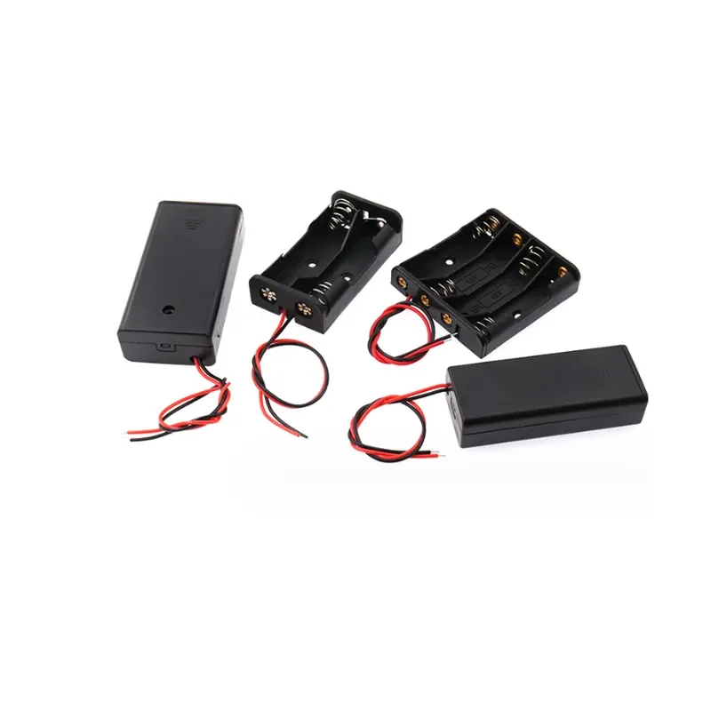 Plastic 18650 Battery Case 1 2 3 4 Slot DIY 18650 Battery Holder Clip Container wth Wire Lead  with switch and cover