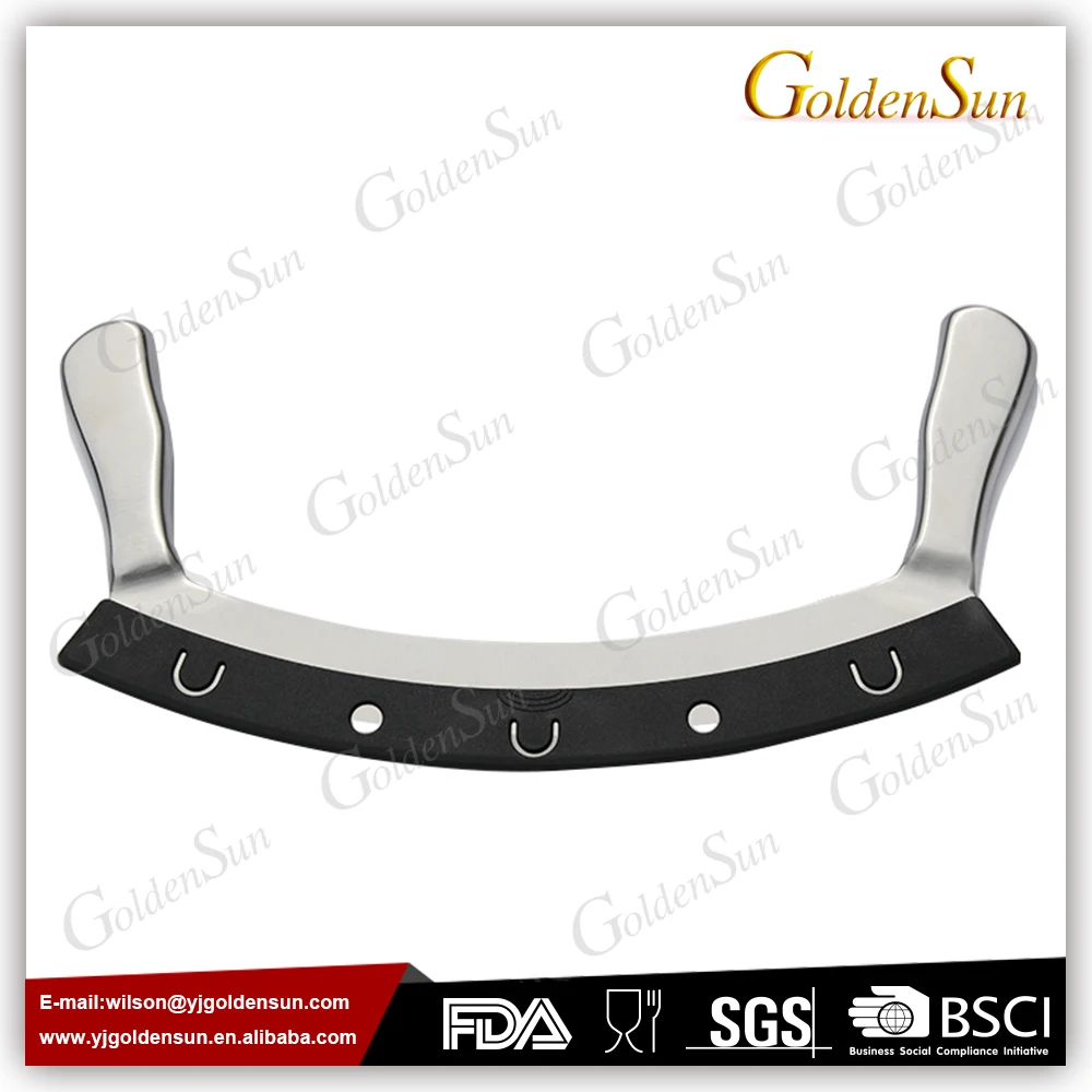 12 Inch Stainless Steel Double Handle Crescent Blade Mezzaluna chopper knife With Protective Cover