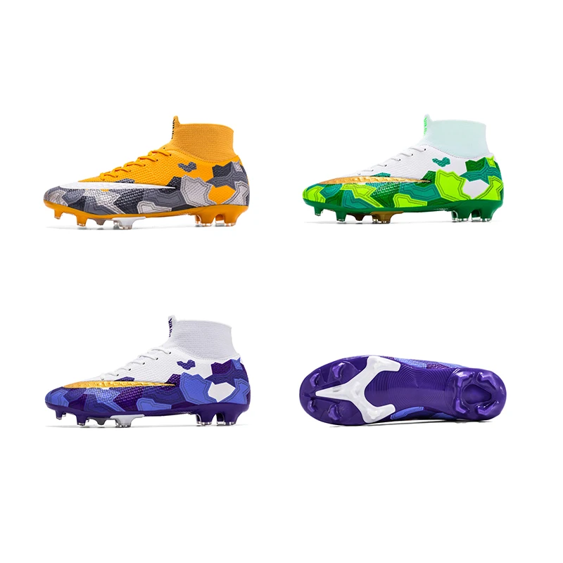 Hot Sale High Ankle Professional Training Outdoor Boy Spike Soccer Shoes FG CR7 Superfly Football Shoes
