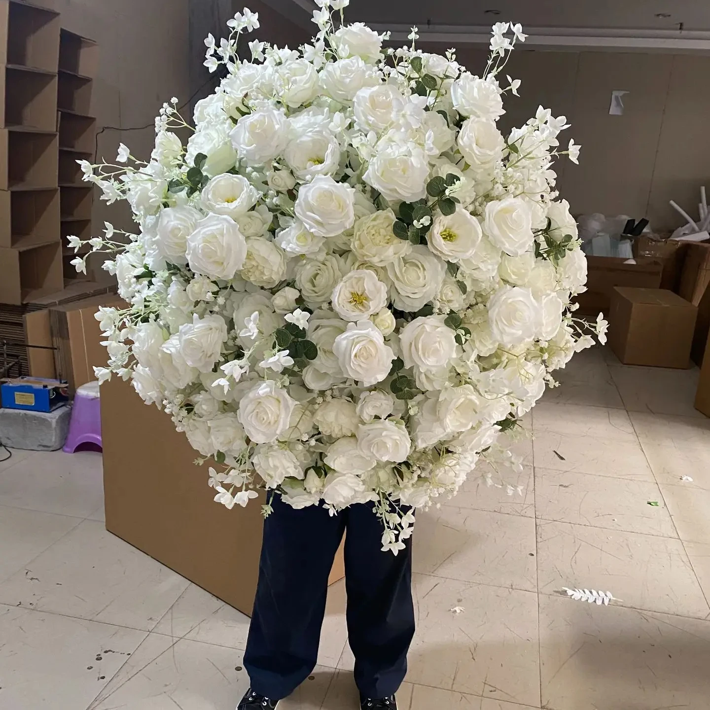 EG-WD56 50cm 60cm 70cm Pink White Red Large Rose arrangement Artificial Wedding Flower Ball Centerpieces for Wedding Decoration