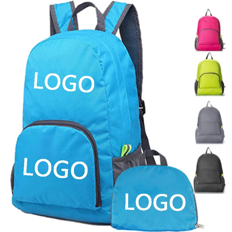 Custom OEM Logo Waterproof Light Polyester Foldable Small Sport Backpack for Hiking Camping