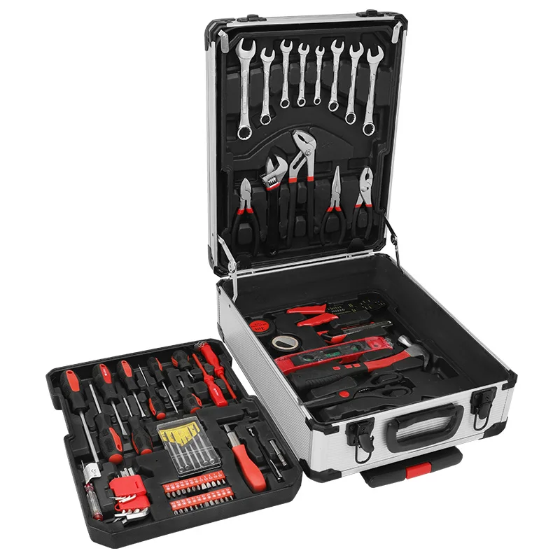 Germany Professional Mechanics Hand Tools Kit with Aluminum Case 187pcs Wrenches Socket Tool Set