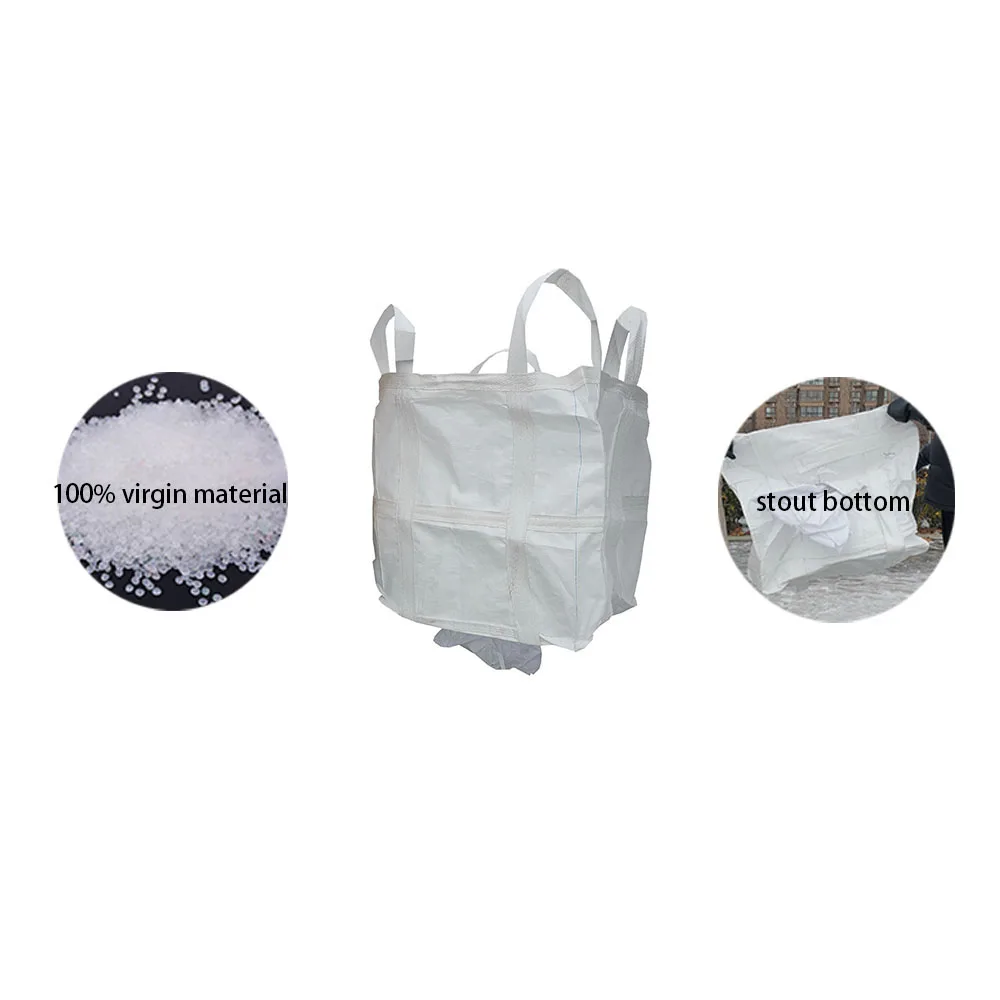 Jumbo Bag Big Bags Scrap Pp 500 1000kgs Top White Skirt Cross Flat Color Printing Feature Weight Bottom Loop Safety Material