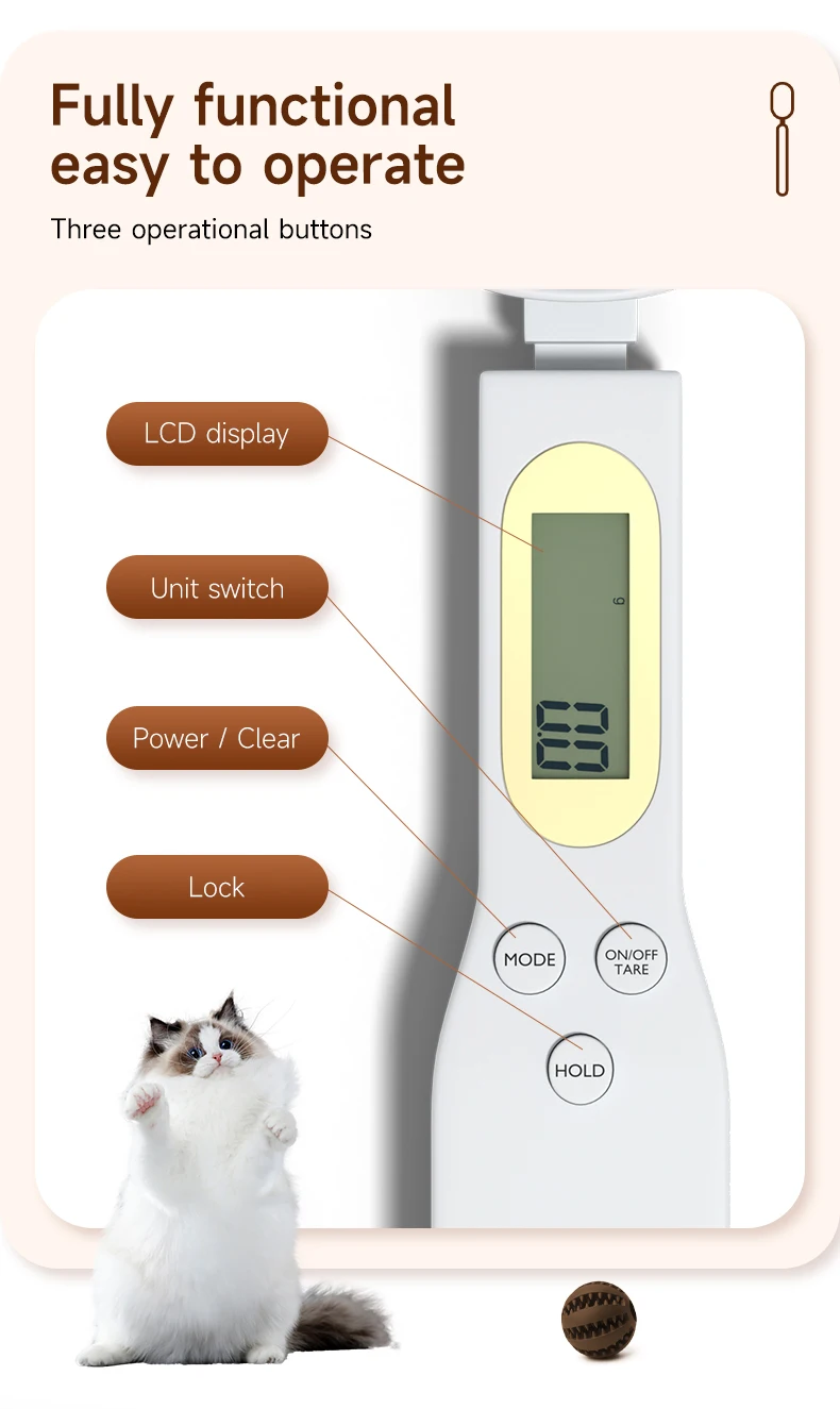 double head mini spoon scale 500g 0.1g digital kitchen measuring pet food feeder spoon weight scale