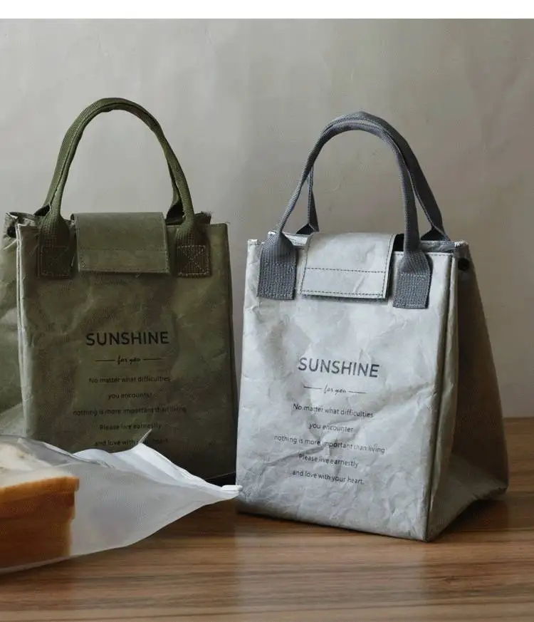 Eco Friendly Reusable & Insulated Tyvek Paper Kraft insulated cooler Lunch Bag