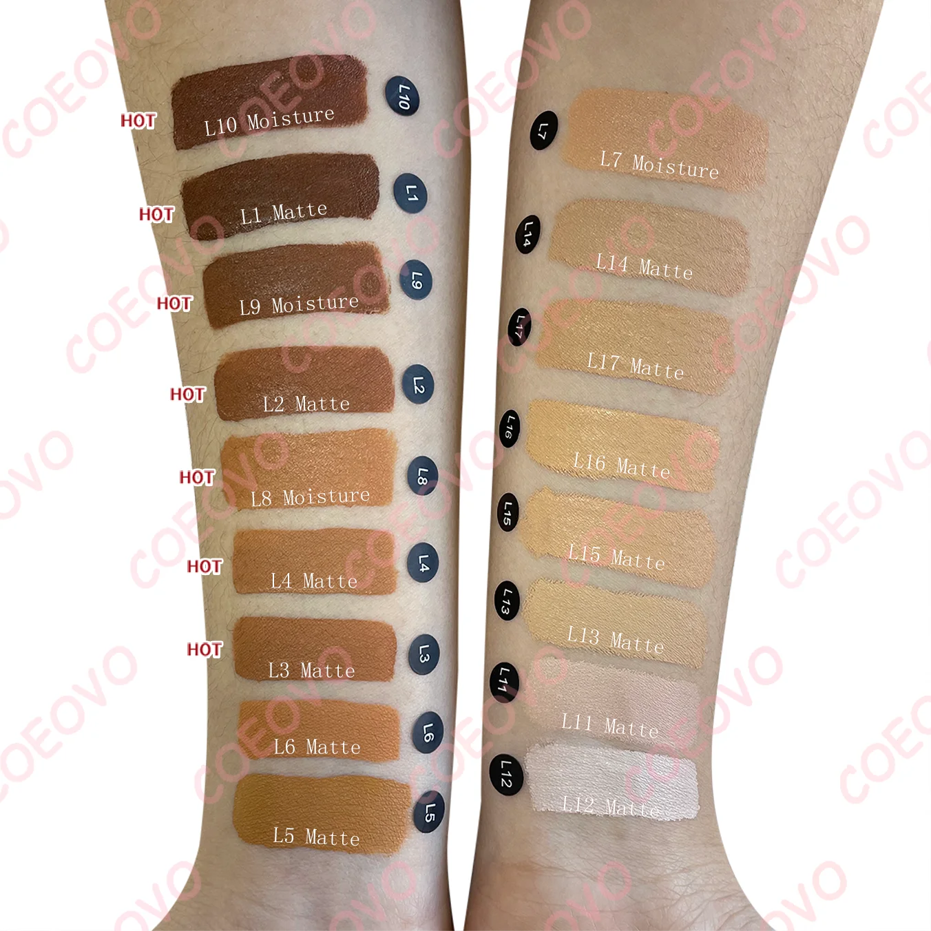 Бесплатный образец 17 видов цветов безмасляный make up заказной тональный крем метка частного назначения веганских материалов