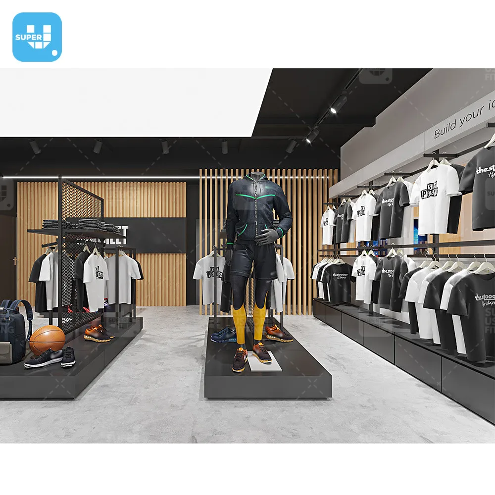 Custom Sneaker Showroom Shop Interior Design Sport Clothes Display Rack Trendy Shoes Store Display Shelves for Retail Shop