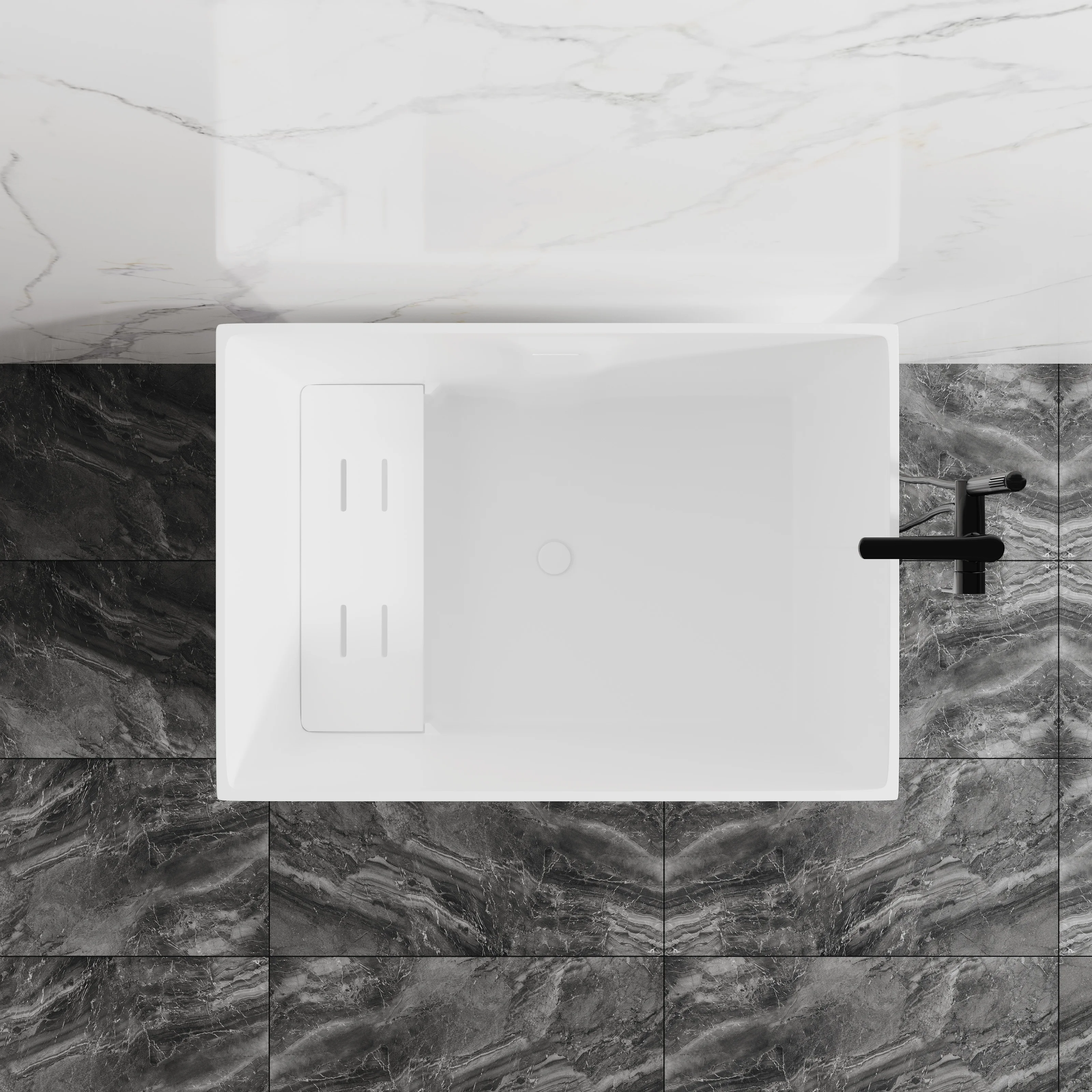 Durable Modern Design Acrylic Freestanding Bathtub Overflows with Drain for Soaking Bathtime Convenience in Bathrooms
