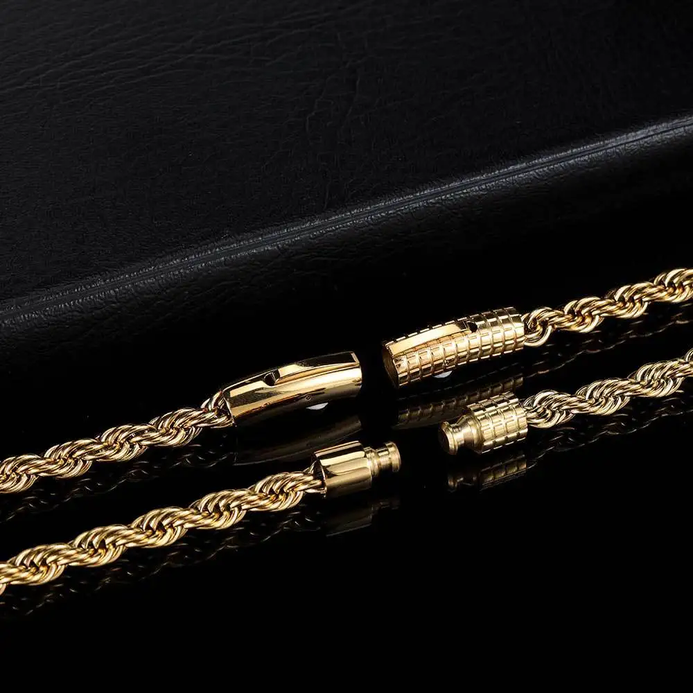 Мужская цепочка из нержавеющей стали в стиле хип-хоп позолоченная 18k PVD новый крючок на заказ веревочная 3