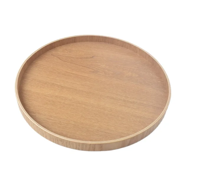 Round Natural Wooden Plate Tea Food Server Dishes Water Drink Platter Wood Serving Tray
