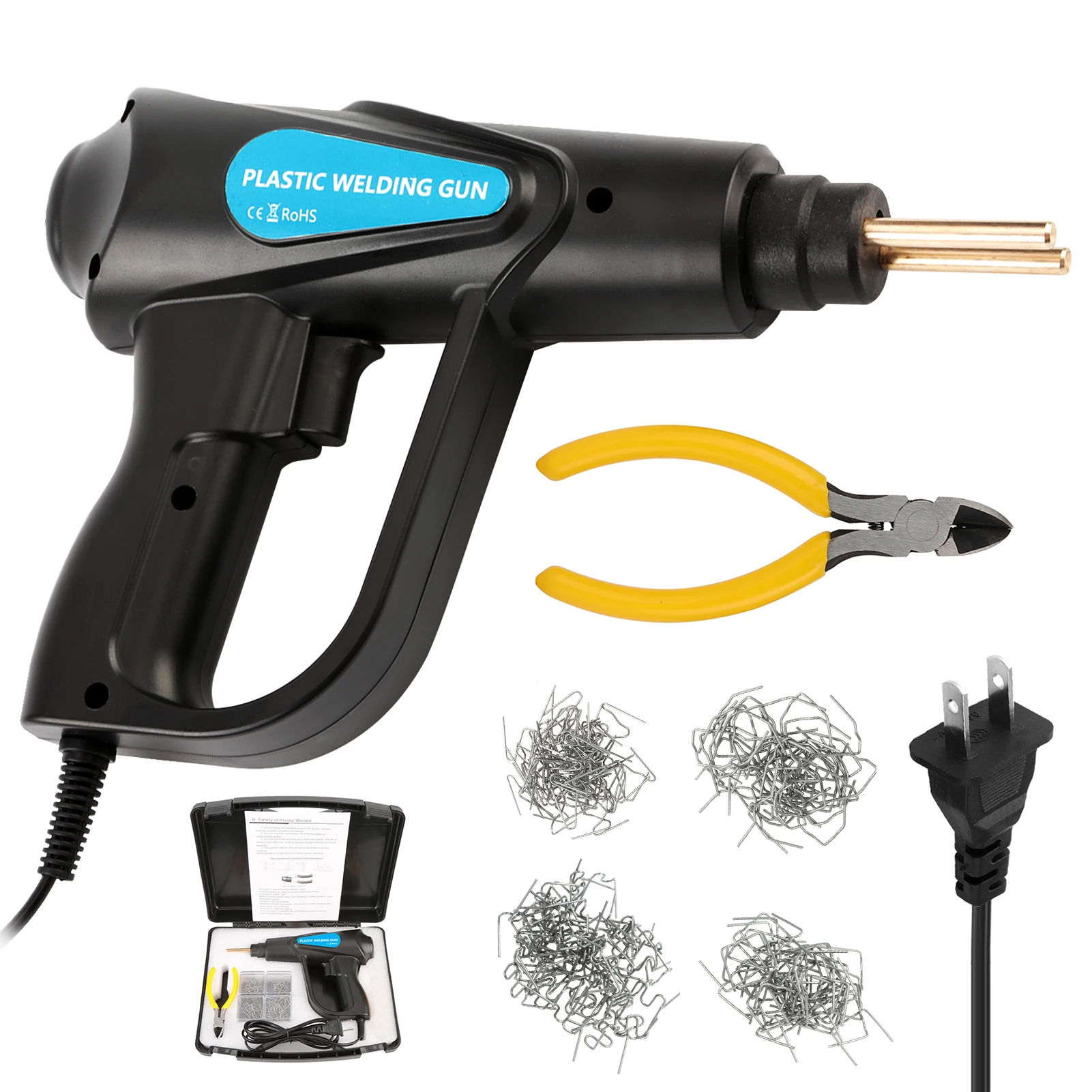 Car Bumper Repair Kit 70W Hot Stapler Plastic Welding Machine Plier 4 Wave Staples Welding Repairing Machine Welder Gun Repair
