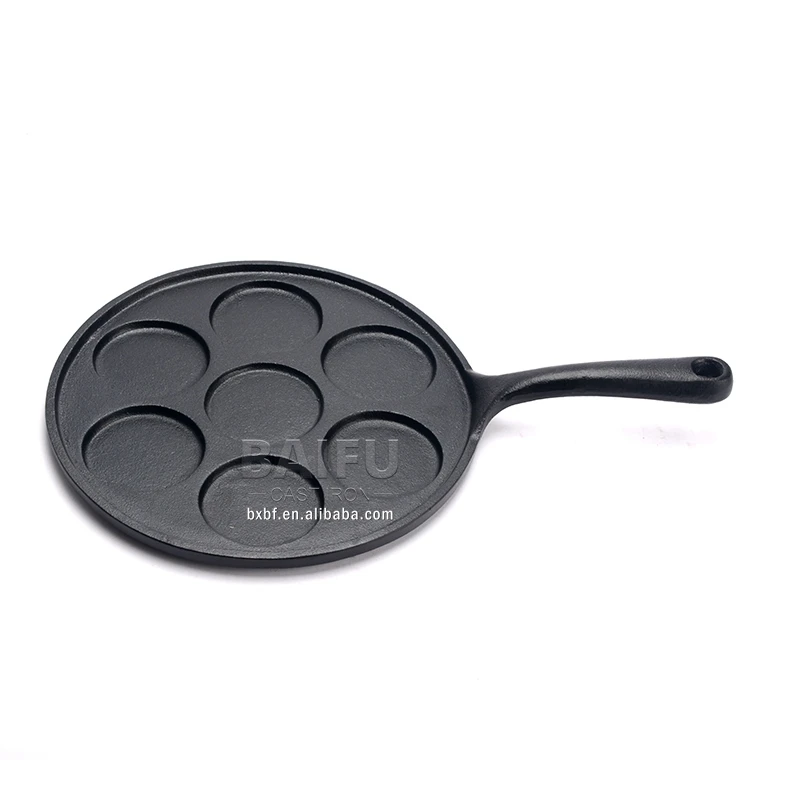 7 cakes Non stick Seasoned Enameled Cast Iron Pancake Pan Silver Dollar Pancake Griddle Cast Iron Mini Pancake Maker Crepe Pan