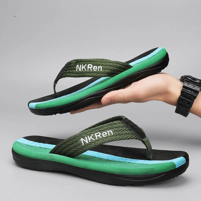 2023 summer canvas flip flops flat beach sandals for men outdoor casual canvas flat flip flops shoes sandal slippers for men