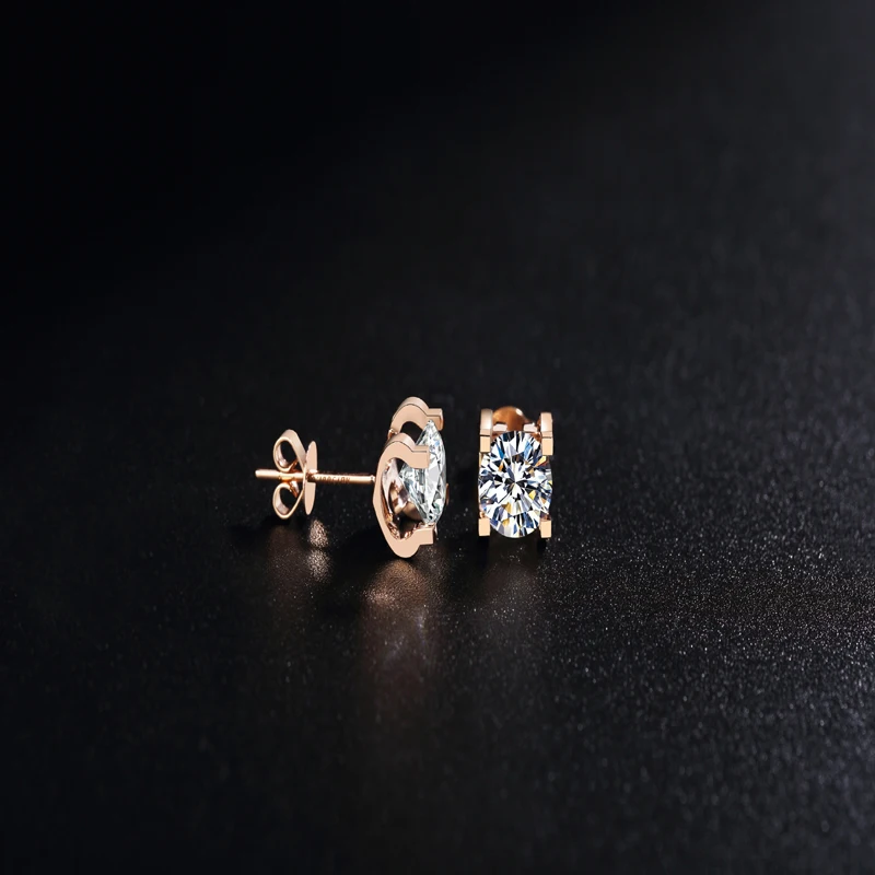 Wholesale Diamond Earring Factory Price 18K Solid Gold Round Cut Screw Back diamond Hoop Stud Earrings Men Women