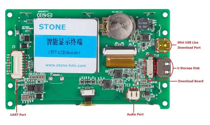 
STONE 4.3 inch Graphic Color LCD Display with Touch Screen + Controller + Serial Interface with Matel Frame 