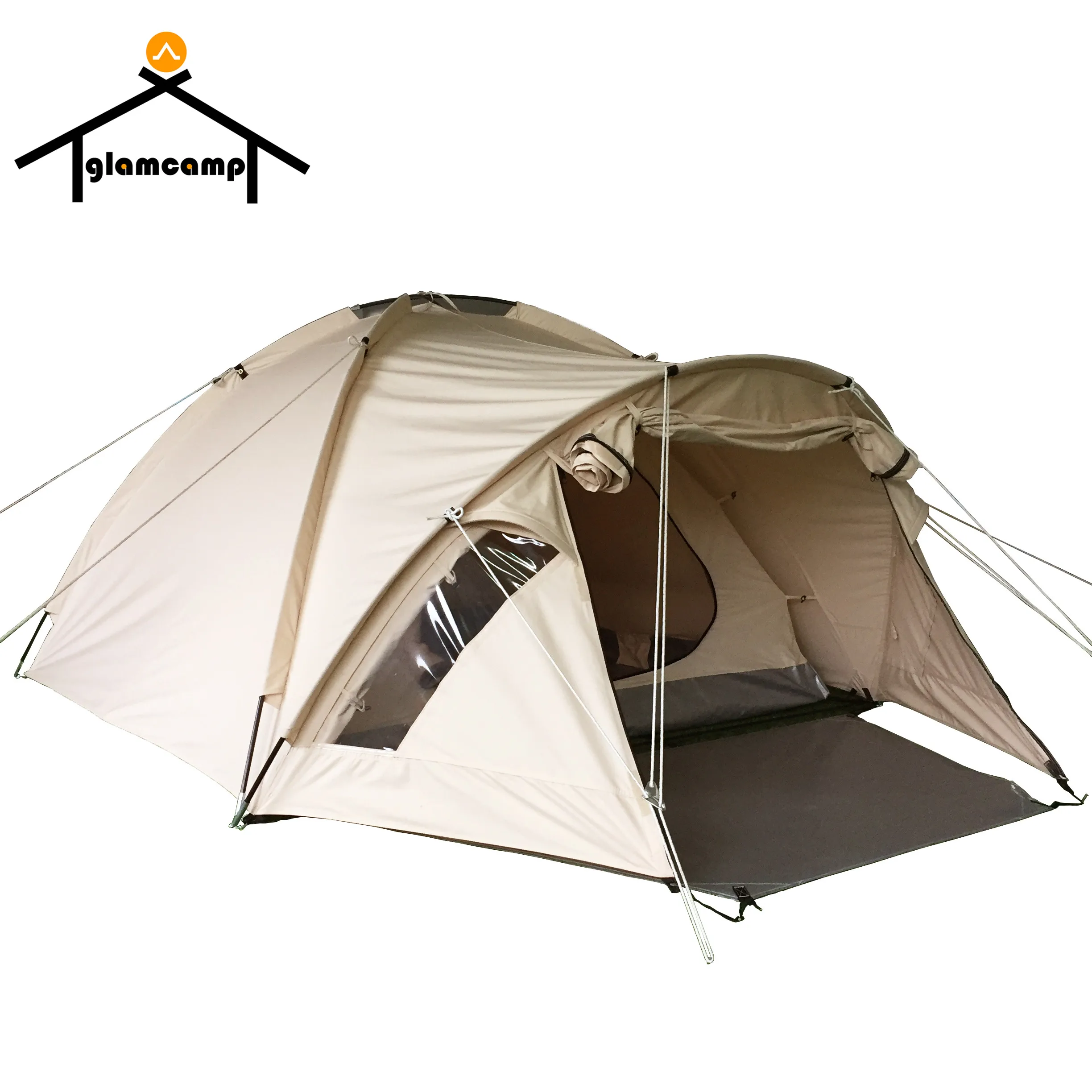 Outdoor flexbow fibre glass pole waterproof canvas camping round dome tent for one man