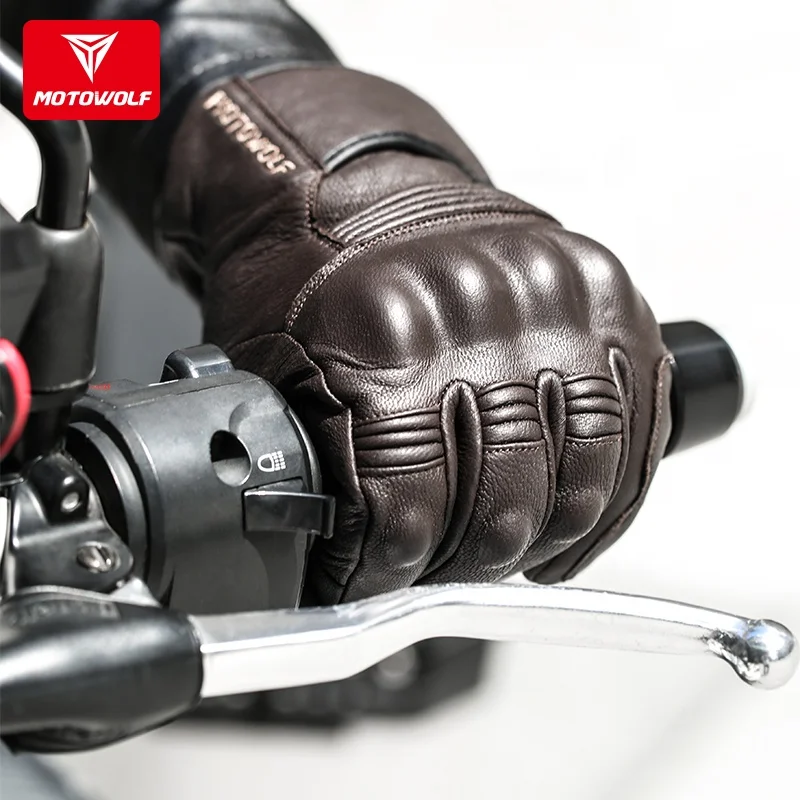 MOTOWOLF new sheepskin gloves windproof and wear-resistant winter motorcycle riding racing gloves