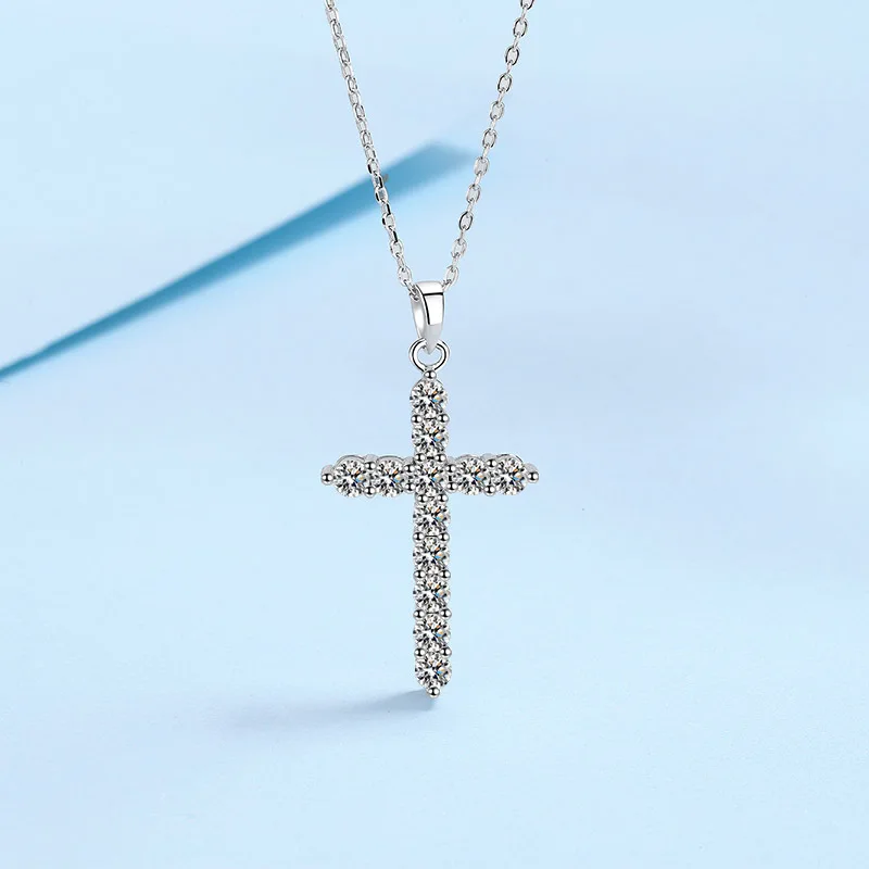 Moissanite Pendant Cross Moissanite Cross Pendant 925 Sterling Silver Cross Moissanite Pendant
