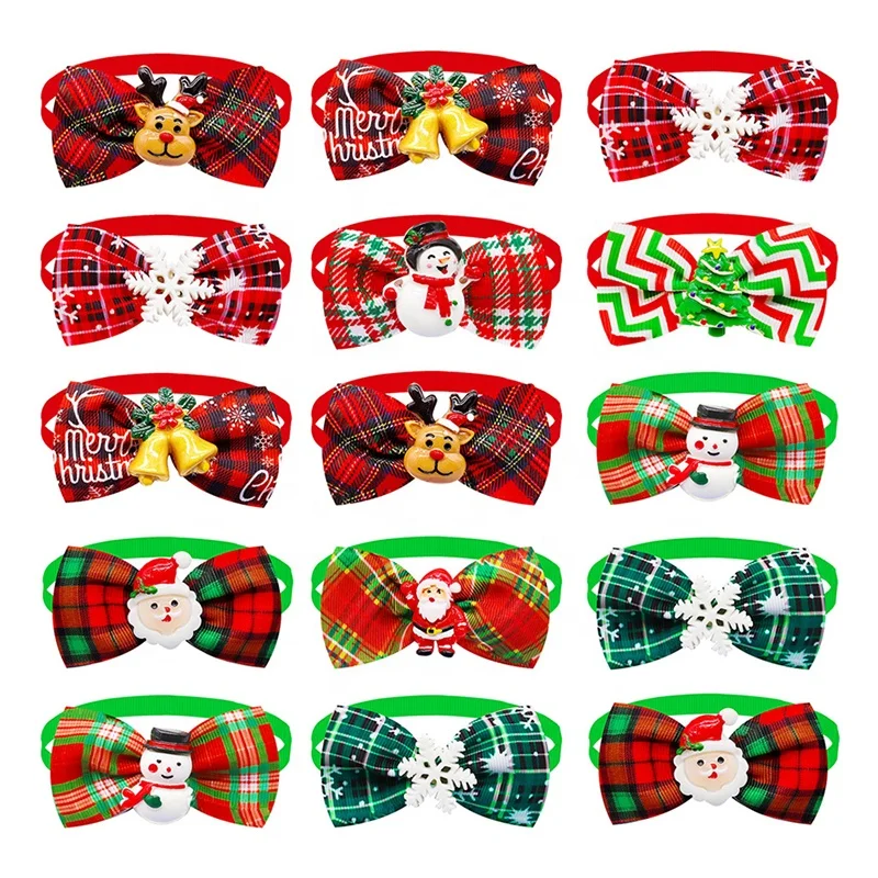 Adjustable Pet Dog Collar with 3D Santa Reindeer Bell Snow Christmas Ornaments Cute Western Fashion Style for Spring Fall Travel