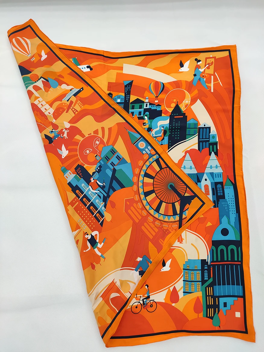 
Custom Digital Printing 100% Silk Scarf 90*90cm Silk Square Scarf 