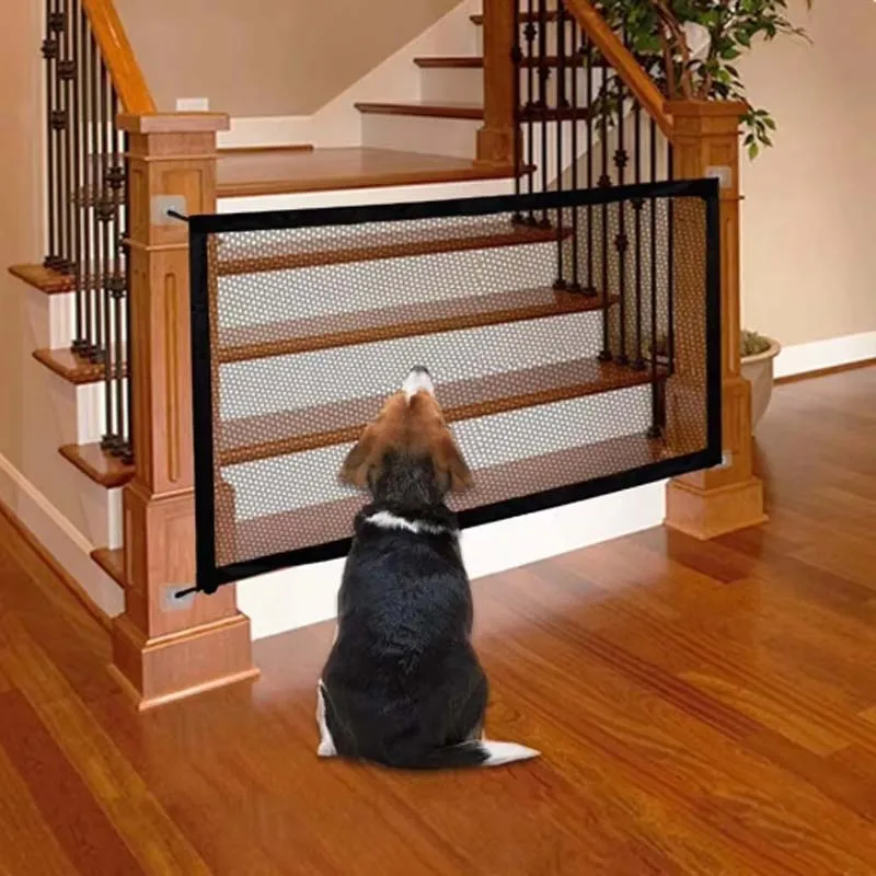 115*78CM Dog Safety Gate Pet Mesh Fence Portable Folding Retractable Mesh Net For Baby Home Kitchen Stairs Install Anywhere