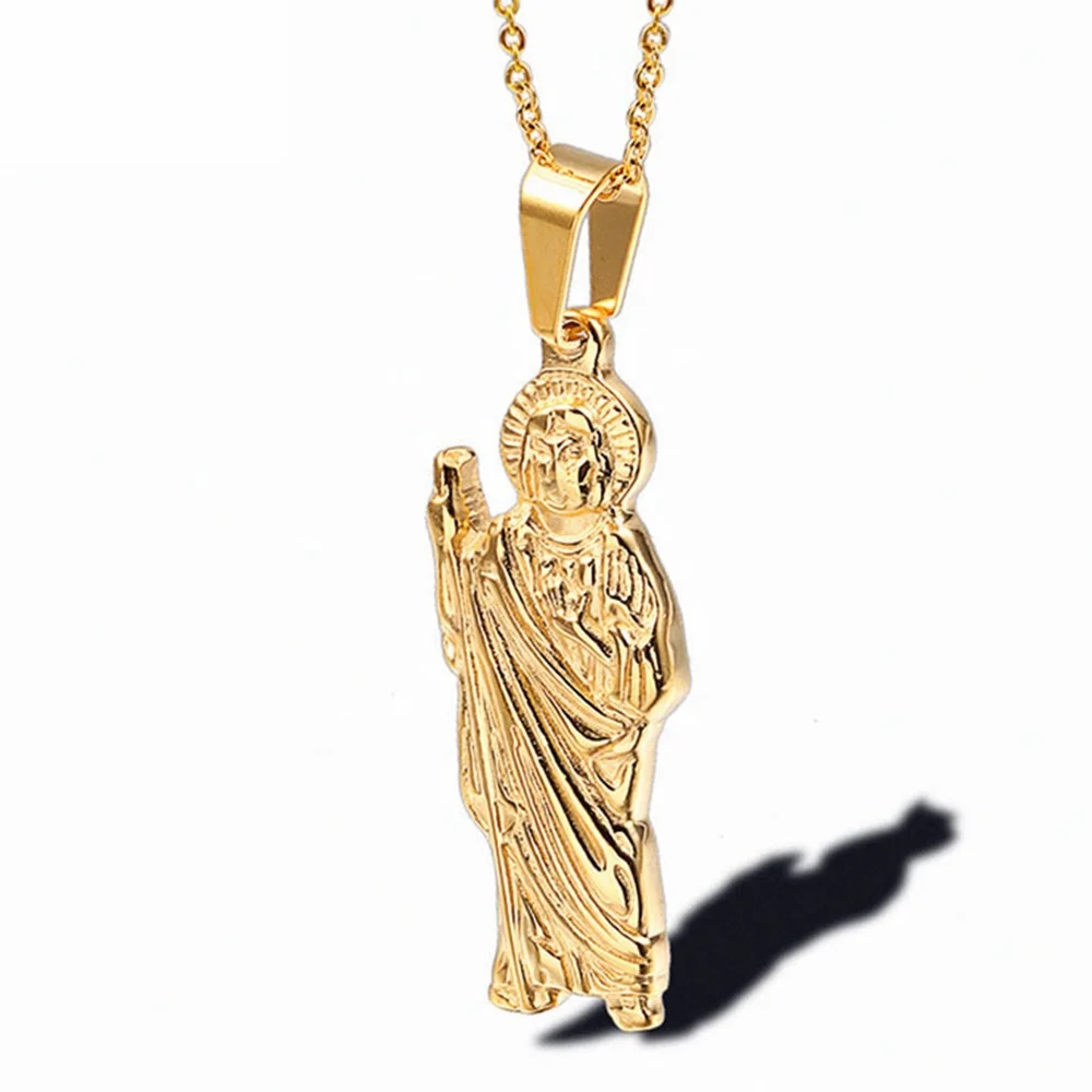 MECYLIFE Minimalist Stainless Steel Amulet Necklace Jewelry Religious Buddha Pendant