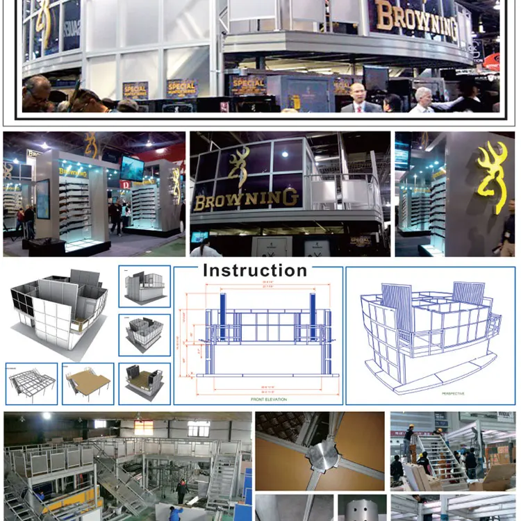 China durable exhibition booth double two story display stand