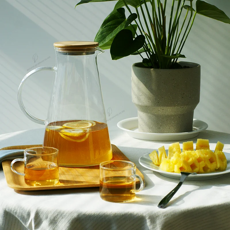 Clear Gallon Glass Water Hot Milk Fitness Jugs Pitcher Sets with Handle Lid and Spout for Water Latest Design Jugs