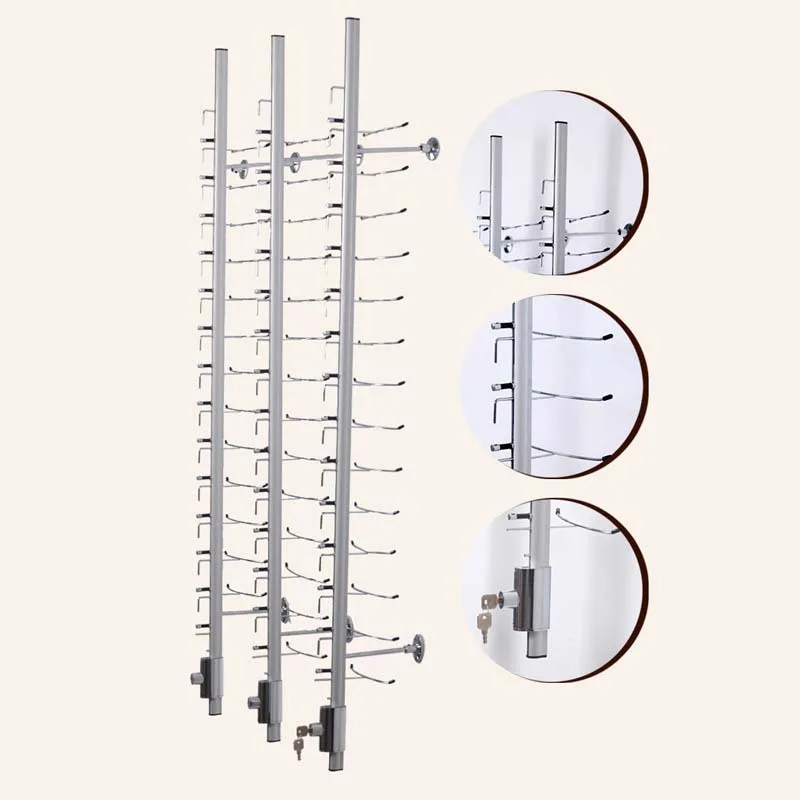 New Trendy sunglasses display stand Acrylic Lockable Rotating Eyewear Display Rack Holder Stand With Mirror 24 Frames