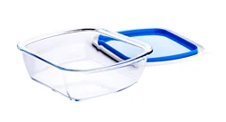 1 л прозрачная квадратная термостойкая боросиликатная посуда для выпечки из закаленного стекла с пластиковой крышкой