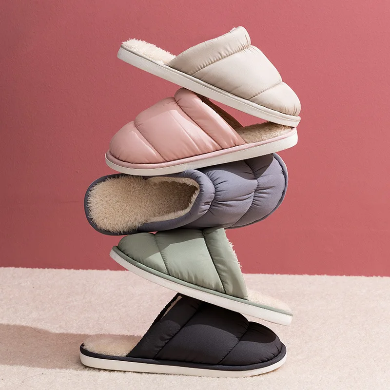 Unisex Clogs Winter Women indoor Fur fluffy bedroom Slippers slides Home house Shoes Warm Solid Color  Slip on Shoes