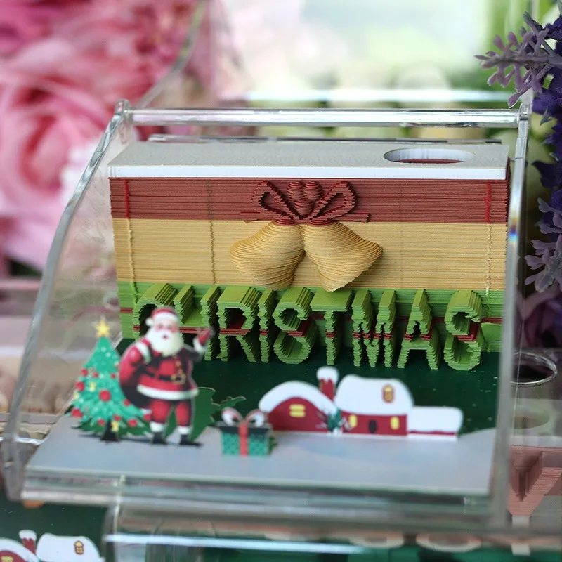 christmas bell gift 3d sticky note book custom christmas old man model custom paper carved paper building scenery note book