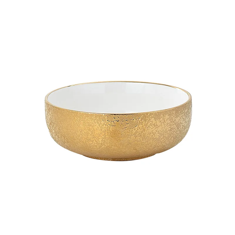 
Mfashion Nordic Luxury golden porcelain Ceramic tableware soup bowls and dishes dinner plates set 