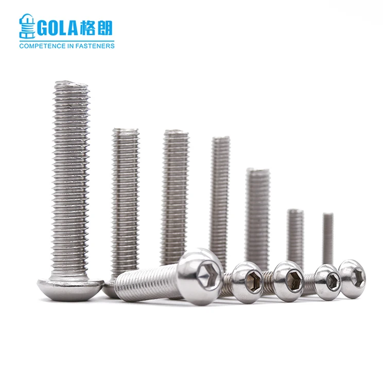 304 Stainless Steel Hexagon Hex Socket Button Head Screw Bolts Round Head Screw