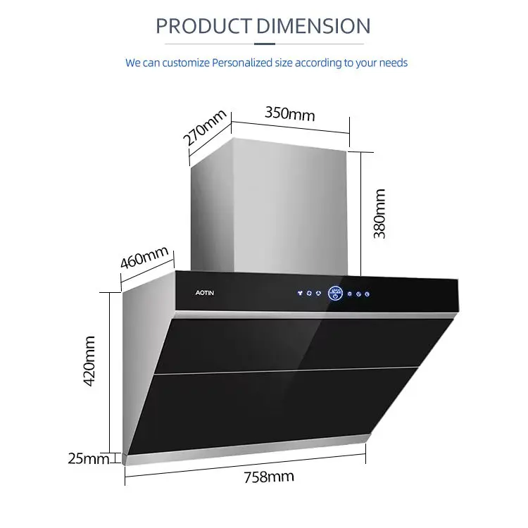 Chinese Manufacturer Newest Durable Wholesale/Custom Kitchen Hood Powerful Suction 56dB Noise Level Range Hood For Home Use