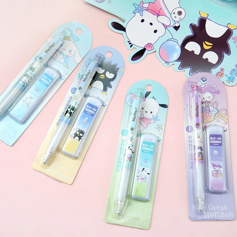 24pcs Sanrio Mechanical Pencils Stationery Set Hellokitty Pachacco Kuromi Cinnamoroll Student School Supplies Automatic Pencil