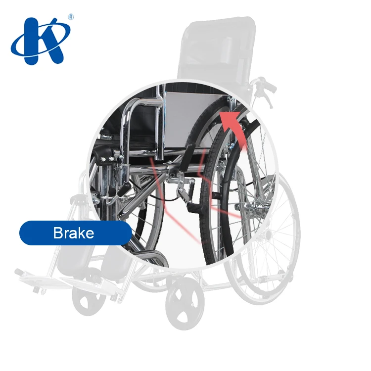 Backrest Reclining 90~180 Degree Steel Wheelchair Steel Good Quality Excellent Manual Wheelchair