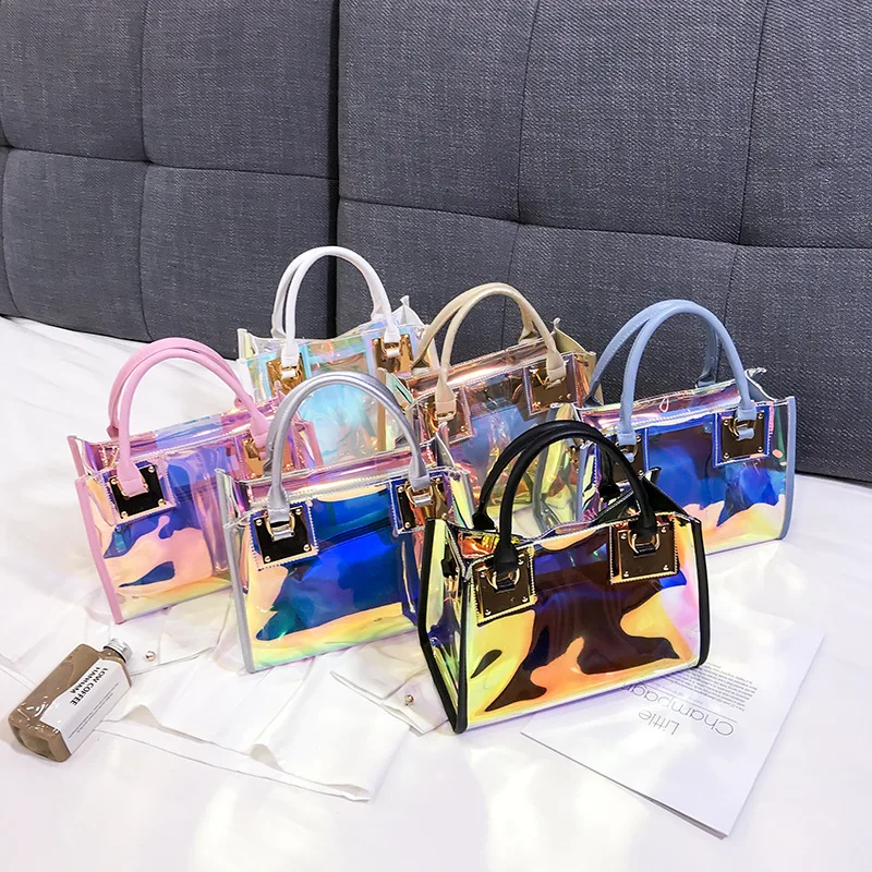 
Trendy Clear Lady Laser Women Unique Jelly Bag Transparent Purse And Handbags Wholesale 