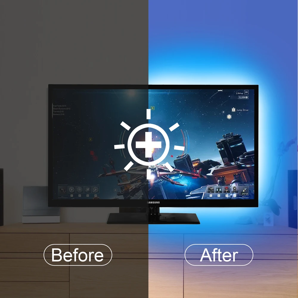 5050 водонепроницаемая линейная Светодиодная лента RGB декоративная неоновая вывеска с ночным датчиком сценическая гирлянда для стола USB настенное
