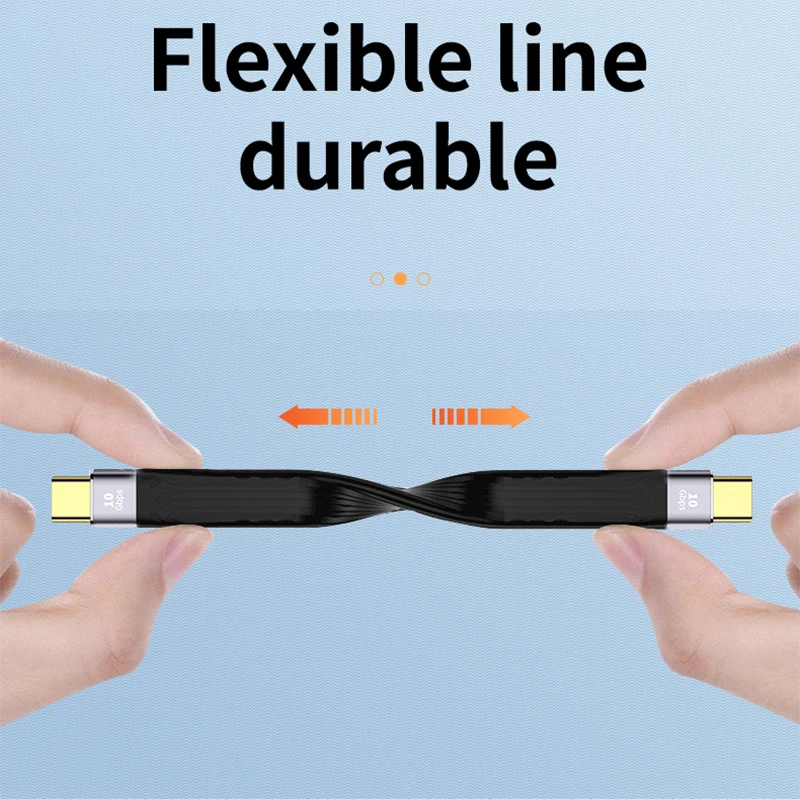 Factory Price PD 60w fpc gen2 10gbps cable 0.15m type c to type c short flat data cable kable for Mac book Pro